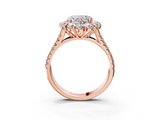 Rose gold Heart Halo Split Shank Diamond Engagement Ring with Pave Band and Four-Prong Setting_57