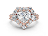 Rose gold Heart Halo Split Shank Diamond Engagement Ring with Prong Setting_20