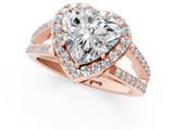 Rose gold Heart Halo Split Shank Diamond Ring with Four-Prong Setting_37