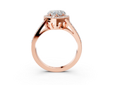 Rose gold Heart Halo Split Shank Diamond Ring with Four-Prong Setting_39