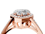 Rose gold Heart Halo Split Shank Diamond Ring with Four-Prong Setting_40