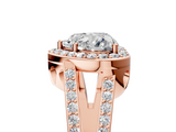 Rose gold Heart Halo Split Shank Diamond Ring with Four-Prong Setting_41