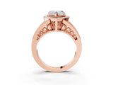 Rose gold Heart Halo Split Shank Diamond Ring with Milgrain Prong Setting_9