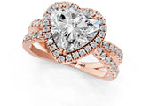 Rose gold Heart Halo Split Shank Diamond Ring with Pavé Setting_27