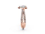 Rose gold Heart Halo Split Shank Diamond Ring with Pavé Setting_28