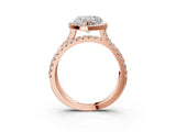 Rose gold Heart Halo Split Shank Diamond Ring with Pavé Setting_29