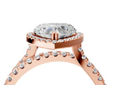 Rose gold Heart Halo Split Shank Diamond Ring with Pavé Setting_30