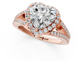 Rose gold Heart Halo Split Shank Diamond Ring with Prong Setting_21