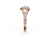 Rose gold Heart Halo Split Shank Diamond Ring with Prong Setting_22