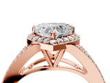 Rose gold Heart Halo Split Shank Diamond Ring with Prong Setting_24