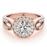 Rose gold Heart Halo Split Shank Milgrain Diamond Ring 2