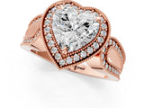 Rose gold Heart Halo Split Shank Milgrain Diamond Ring_19