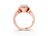 Rose gold Heart Halo Split Shank Milgrain Diamond Ring_21