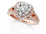 Rose gold Heart Halo Split Shank Pave Diamond Ring with Four-Prong Setting_50
