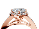 Rose gold Heart Halo Split Shank Pave Diamond Ring with Four-Prong Setting_53