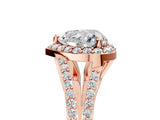 Rose gold Heart Halo Split Shank Pave Diamond Ring with Four-Prong Setting_54