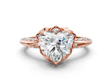 Rose gold Heart Halo Split Shank Pave Diamond Ring with Petal Prong Setting_21