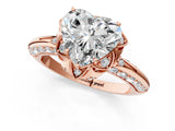 Rose gold Heart Halo Split Shank Pave Diamond Ring with Petal Prong Setting_22