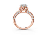 Rose gold Heart Halo Split Shank Pave Diamond Ring with Petal Prong Setting_24