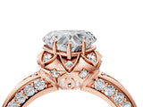 Rose gold Heart Halo Split Shank Pave Diamond Ring with Petal Prong Setting_25