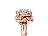 Rose gold Heart Halo Split Shank Pave Diamond Ring with Petal Prong Setting_26
