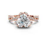 Rose gold Heart Halo Twist Band Solitaire Ring with Six-Prong Setting_33