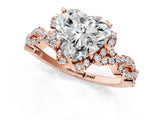 Rose gold Heart Halo Twist Band Solitaire Ring with Six-Prong Setting_34