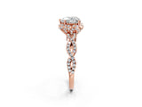 Rose gold Heart Halo Twist Band Solitaire Ring with Six-Prong Setting_35
