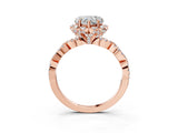 Rose gold Heart Halo Twist Band Solitaire Ring with Six-Prong Setting_36