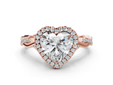 Rose gold Heart Halo Twist Band Solitaire Ring_20