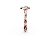 Rose gold Heart Halo Twist Band Solitaire Ring_22