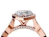 Rose gold Heart Halo Twist Band Solitaire Ring_24