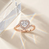 Rose gold Heart Halo Twist Band with Four-Prong Setting_6
