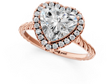 Rose gold Heart Halo Twisted Band Four-Prong Diamond Ring_19