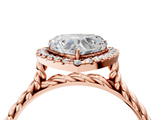 Rose gold Heart Halo Twisted Band Four-Prong Diamond Ring_22