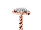 Rose gold Heart Halo Twisted Band Four-Prong Diamond Ring_23