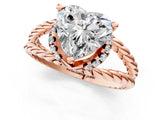 Rose gold Heart Halo Twisted Band Four-Prong Ring_33