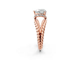 Rose gold Heart Halo Twisted Band Four-Prong Ring_34