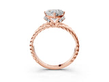 Rose gold Heart Halo Twisted Band Four-Prong Ring_35