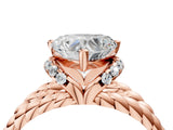 Rose gold Heart Halo Twisted Band Four-Prong Ring_36