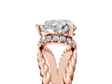 Rose gold Heart Halo Twisted Band Four-Prong Ring_37