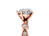 Rose gold Heart Milgrain Bezel Diamond Engagement Ring with Solitaire Prong Setting_163