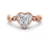 Rose gold Heart Milgrain Marquise Diamond Twist Band Ring_37