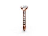Rose gold Heart Milgrain Pave Diamond Engagement Ring with Four-Prong Setting_158