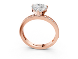 Rose gold Heart Milgrain Pave Diamond Engagement Ring with Four-Prong Setting_159