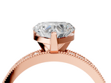 Rose gold Heart Milgrain Pave Diamond Engagement Ring with Four-Prong Setting_160