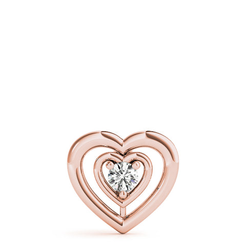 Rose gold Heart Prong Round Diamond Pendant 1