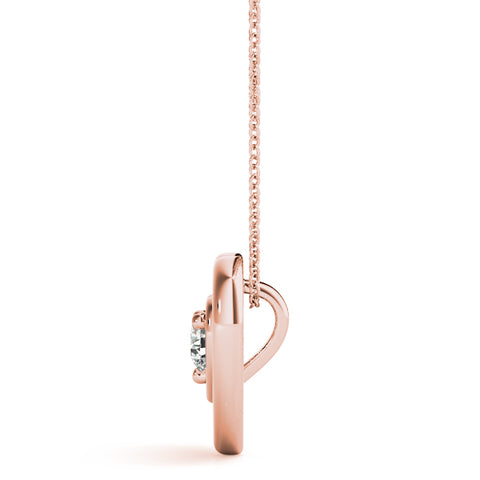 Rose gold Heart Prong Round Diamond Pendant 2