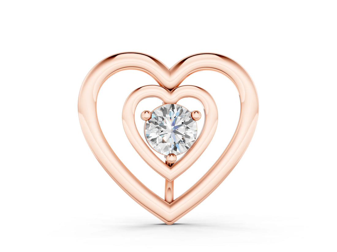 Rose gold Heart Prong Round Diamond Pendant_11