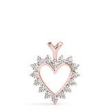 Rose gold Heart-Shaped Diamond Halo Pendant with Round Brilliant Prong Setting 1